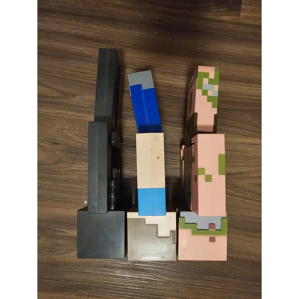 Minecraft Steve Zombie Pigman Wither Skeleton 9in Action Figure Lot 3pc